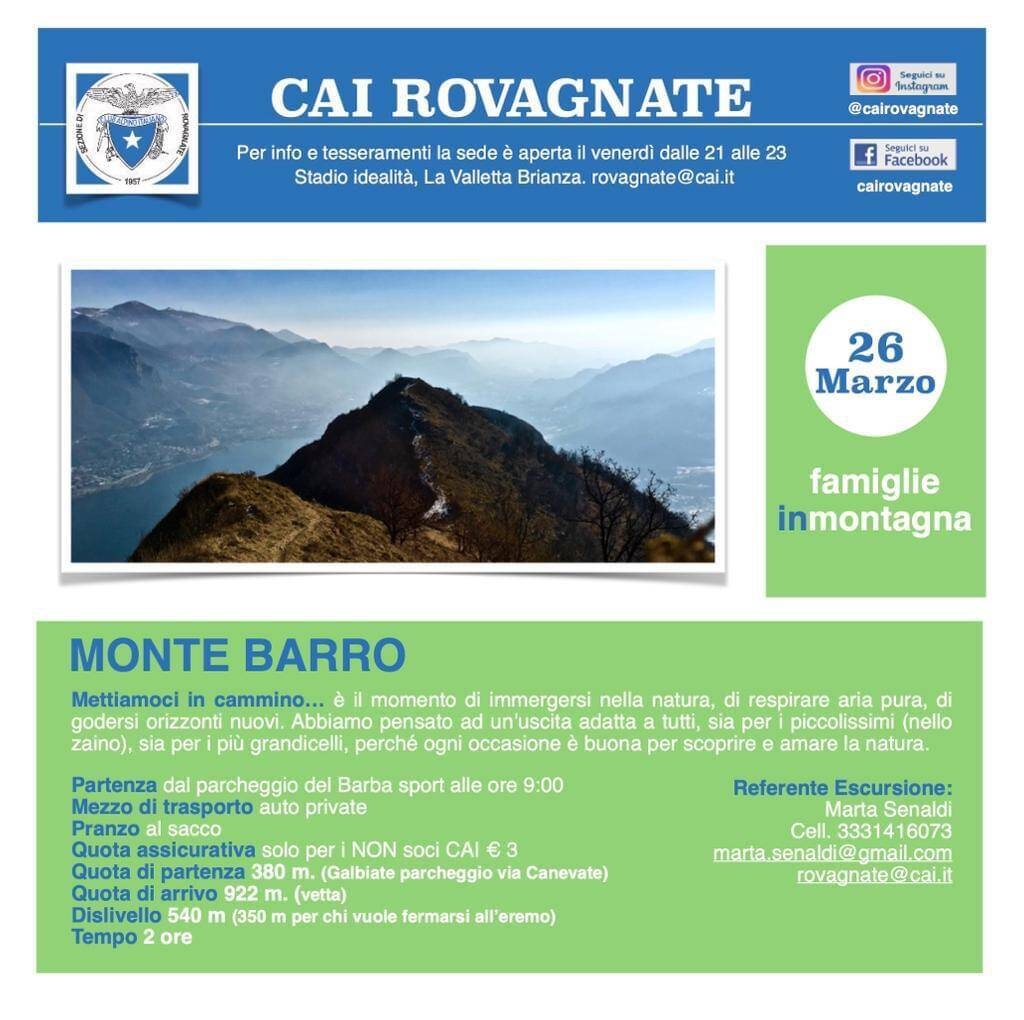 Immagine: Cai Rovagnate Gita al Monte Barro 26.03.2023