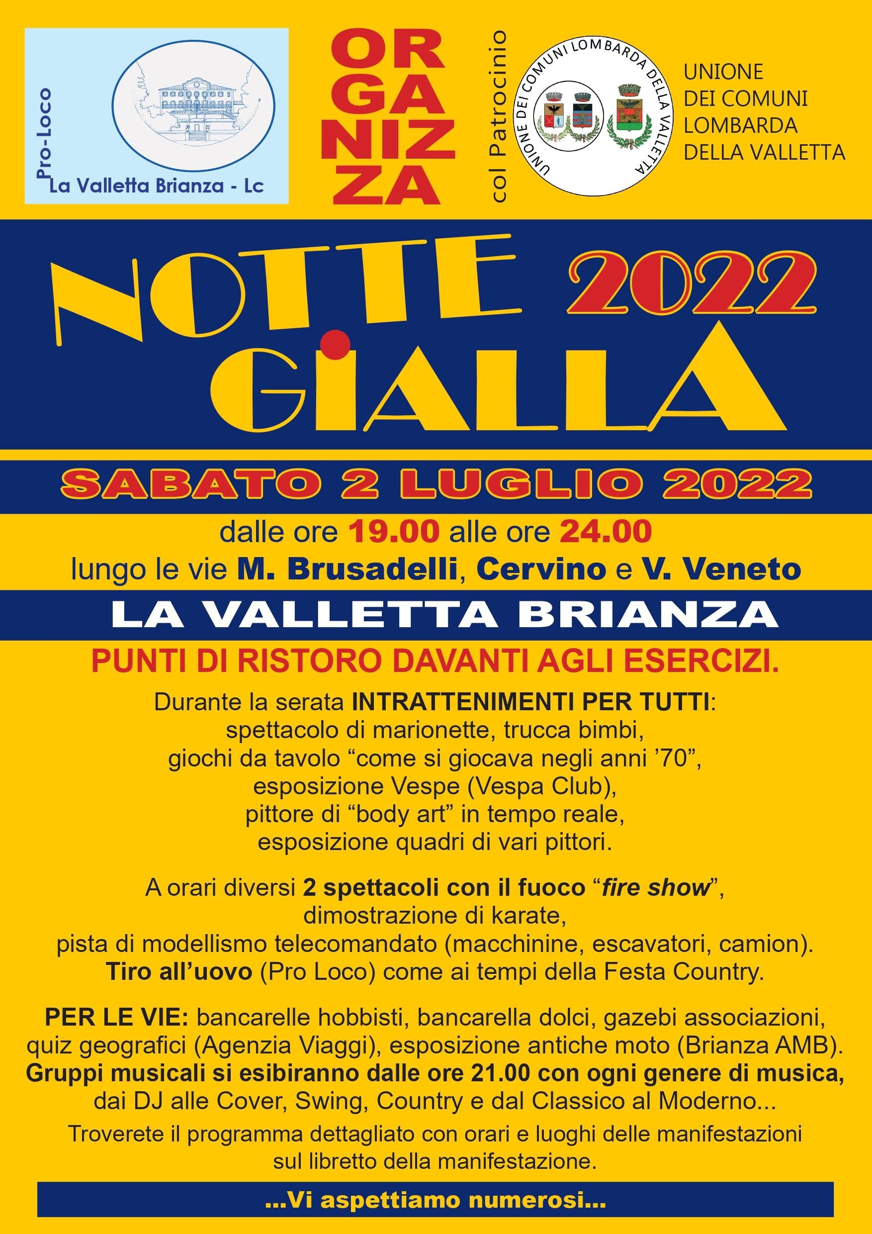 Immagine: Locandina Notte Gialla 2022